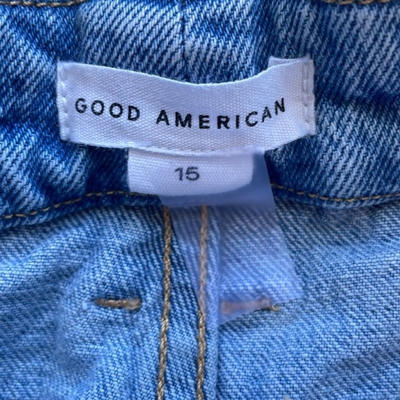 Good American Good Boy Twisted  Slit Ankle Jeans. High Rise. Button fly. Size 15 - Picture 13 of 16
